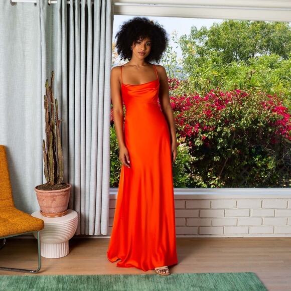 FAME AND PARTNERS The Emerie Dress | Sunset Orange  Size 0 - Picture 1 of 11